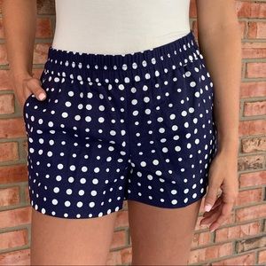 Navy and white polka dot J Crew Shorts